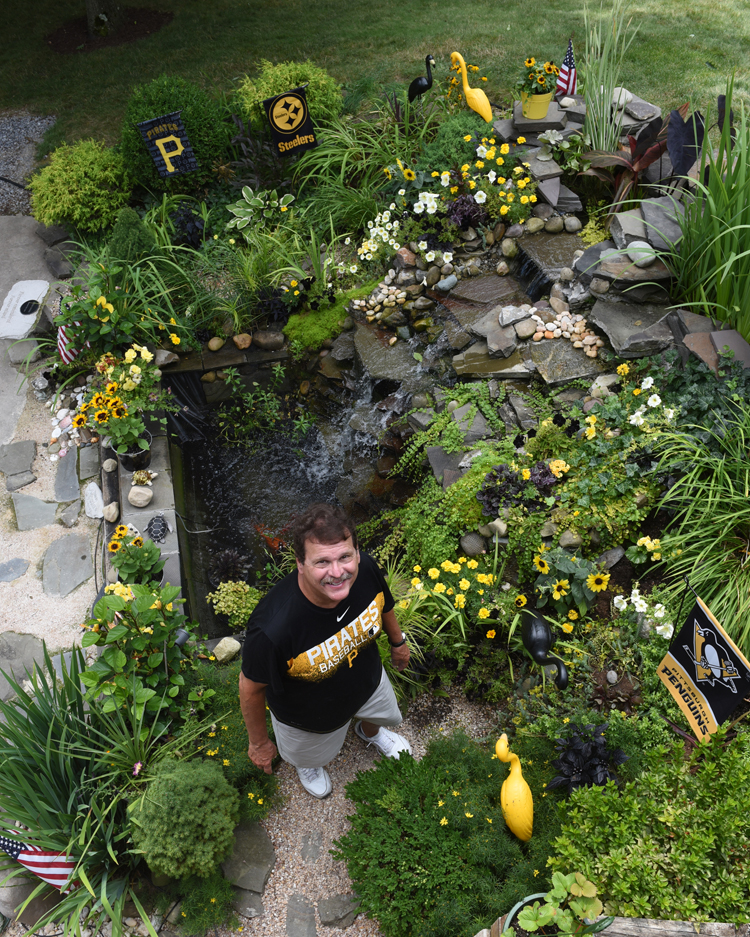 George Kinder created this pond at his Hampton home with the help of his son Jeff who passed away at 27 years old.
