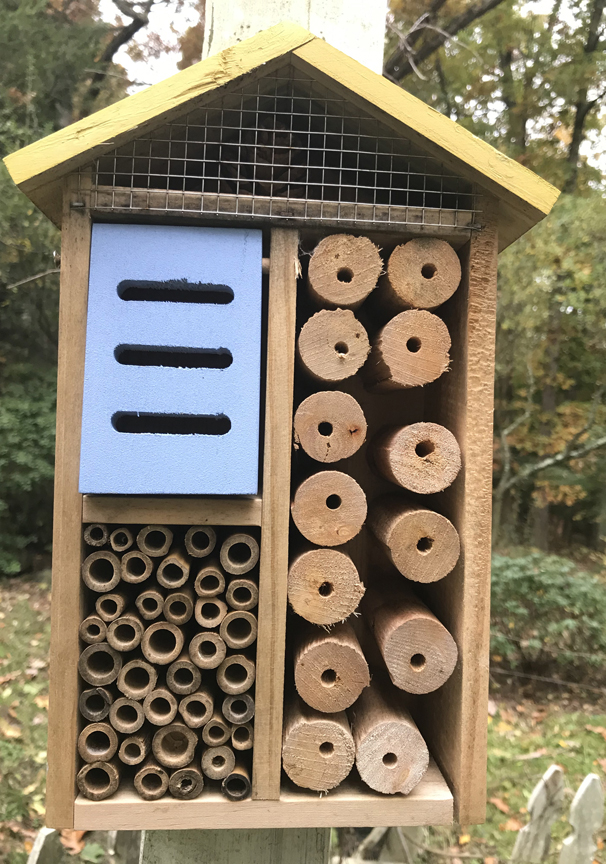 The Nature's Way Multi-Chamber Beneficial Insect Bee House hangs in my vegetable garden. It's another way to help native bees and pollinators.